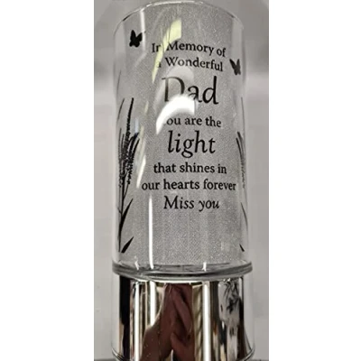 Image of Dad Thoughts of you memorial tube light 20cm glass 3AA Batteries NOT INCLUDED