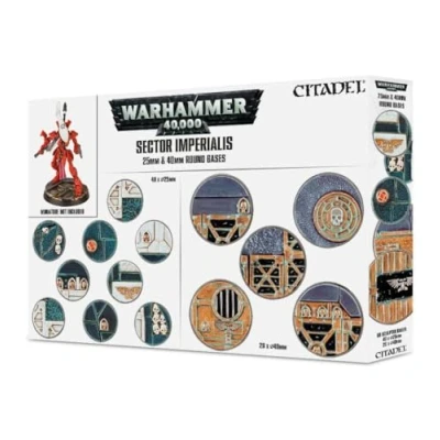 Image of Games Workshop 99120199040&quot; Sector Imperialis Twenty Round Bases Action Figure, 25/40 mm