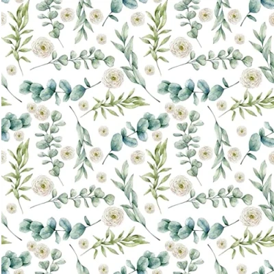Image of Melody Jane Dolls House Eucalyptus Floral Flower Pattern Miniature Print Wallpaper 1:12