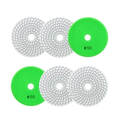 Image of Wet Diamond Polishing Pads 4&quot;/100mm 6pcs Grit 50 Polish Pad Kit for Granite Marble Artificial Stone Quartz Angle Grinder SANLEETEK