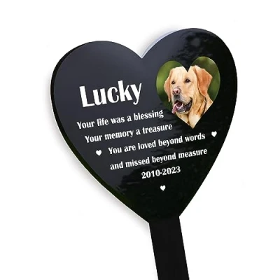 Image of RED OCEAN Personalised Pet Dog Memorial Loss Grave Marker Plaque For Garden, Graveside Stake, Cat Decorations