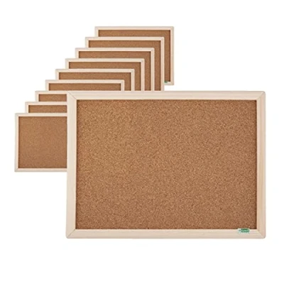 Image of D.RECT Pack of 10 Cork Notice Board with Wooden Frame, Natural 30 x 40 cm