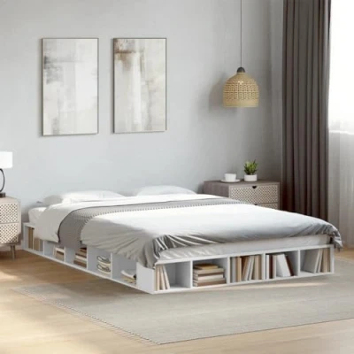 Image of vidaXL Bed Frame without Mattress White 140x200 cm Engineered Wood