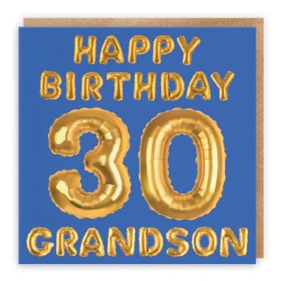 Image of Hunts England Grandson 30th Birthday Card Happy 30 Balloon Collection