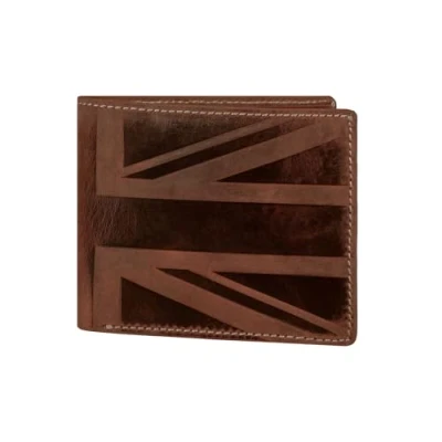 Image of Hudson &amp; James Designer London Real Distressed Leather Mens Wallet with Zip Coin Pocket Credit Carder Holder Bifold Purse UK Union Jack (Reddish Brown)
