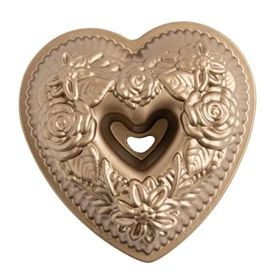Image of Nordic Ware Toffee Floral Heart Cake Pan