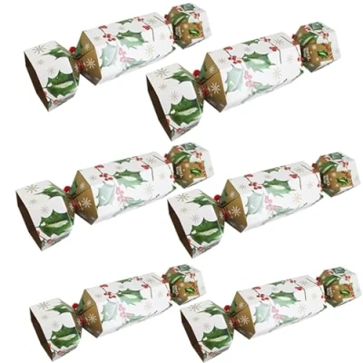 Image of Widdle Gifts Giant Christmas Cracker Gift Box Cardboard Holly Design Set of 6