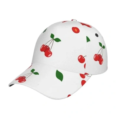 Image of Hceaatb Unisex Baseball Cap Red Cherry Fruit Print Trucker Low Profile Hat Adjustable Dad Hats Peak Caps