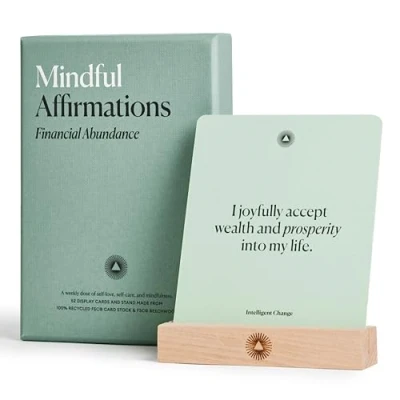 Image of Intelligent Change Mindful Affirmation Cards for Financial Abundance, Daily Words of Inspiration, Self Inspirational Gifts, Positive Affirmations with Display Stand, Deck 52