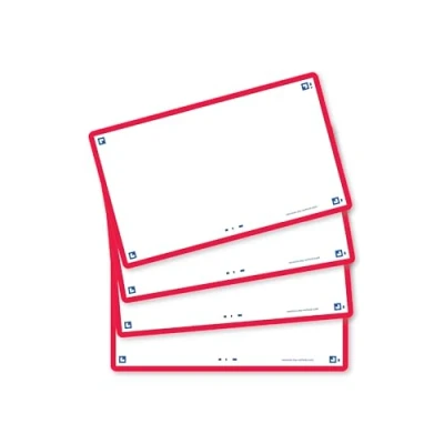 Image of Flash Cards by Oxford, Blank with Red Frame, Pack of 80 Cards, 7.5x12.5cm Size, 400133892