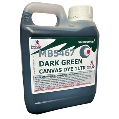 Image of Carbusonic convertible roof dye Dark Green soft top hood canvas restorer, restores colour to fabrics. Change the of roofs and tops. (1 litre)