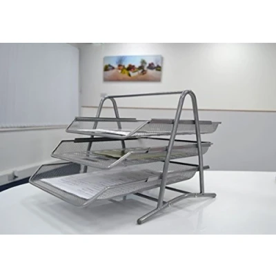 Image of BLACK Office Filing Trays Holder A4 Document Letter Paper Wire Mesh Storage Organizer