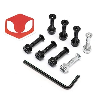 Image of Venom 1&quot; Allen Key Directional Skateboard Deck Bolts/Screws/Hardware Black/Silver
