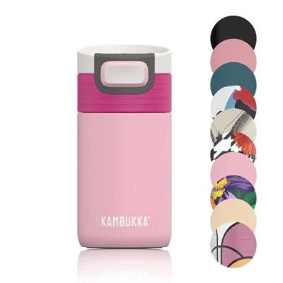 Image of KAMBUKKA Insulated Travel Mug (300 ml) Leak Proof Thermos: Snapclean® Technology Ideal for hot and Cold Drinks Non Slip Bottom Stainless Steel &quot;&quot;ETNA Brushing Bride&quot;&quot; Model