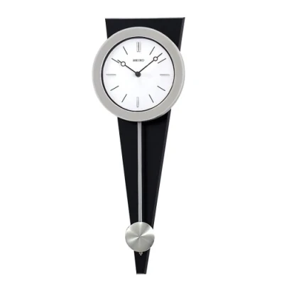 Image of SEIKO Wall Clock, Wood, Silver, 24 inches