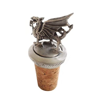 Image of 1000 Flags Wales Welsh Dragon Wine or Spirits Pewter Bottle Stopper