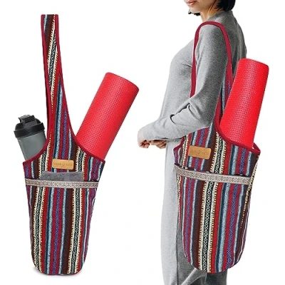 Image of ALLEN &amp; MATE Unisex Yoga Exercise Mat Bag with Large Size Pocket, Big Capacity Tote Shoulder Carrier for Men Women (Bohemia)