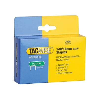 Image of Tacwise 0349 Type 140/14mm Heavy Duty Galvanised Staples, Pack of 2000, Silver