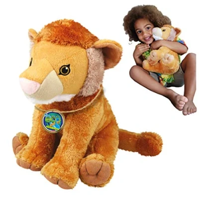 Image of EcoBuddiez Lion from Deluxebase. Large 30cm Soft Plush Animals made Recycled Plastic Bottles. Eco Friendly Cuddly Gift for Kids and Cute Stuffed Animal Toy Toddlers.