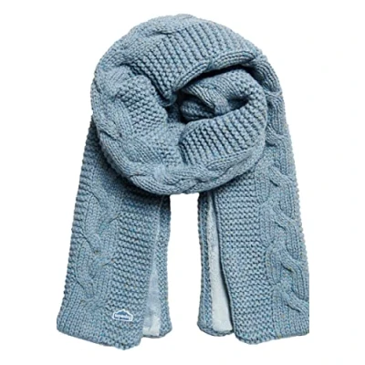 Image of Superdry Women&#039;s Vintage Cable Scarf (Soft Blue Tweed)