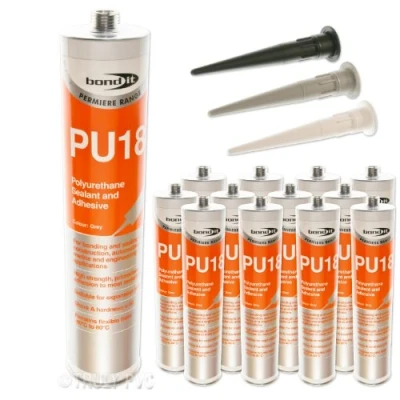 Image of 12 x Black Bond It PU18 High Strength Polyurethane Adhesive &amp; Sealant EU3 Cartridge
