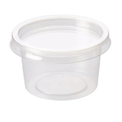 Image of Thali Outlet® 1000 x Round Re Usable 4oz Clear Plastic Deli Sauce Chutney Food Containers Takeaway 70mm(D) 35mm(H)