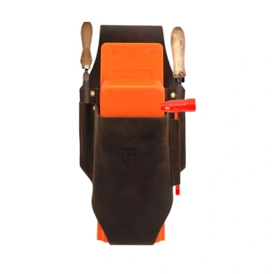 Image of TOURBON Genuine Leather Felling Wedge Pouch 5 Pockets Logging Belt Chain Saw Wrench Tool Holster for Tree Cutting