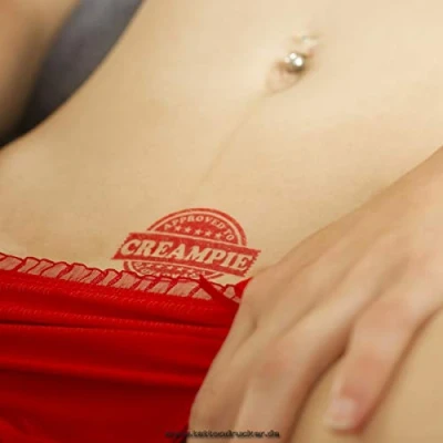 Image of Tattoodrucker Sexy Red 5 x APPROVED TO CREAMPIE Temporary Tattoo for Adult Fetish Parties