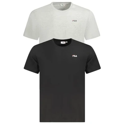 Image of FILA Men&#039;s Brod Tee/Double Pack T Shirt, Black Light Grey Melange, M