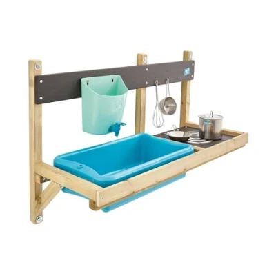 Image of TP Toys, Early Fun Mud Kitchen Playhouse Accessory, Bolt on Attachement for a Playhouse, Includes Water Butt, Splash Tub, Pans, Mixing Whisk, Messy Play, 31 x 55 56 cm