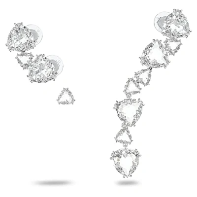 Image of Swarovski Millenia ear cuff, Asymmetrical, Set, White, Rhodium plated