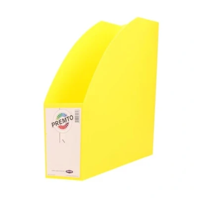 Image of Desktop Magazine Organiser Holders Office School File Plastic Shelf Desk Rack (Yellow)