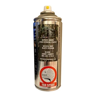 Image of Kings Army Dark Green Colour Bs 381c241 Acrylic Military Matt Spray Paint 400ml Vehicle Paint, Airsoft, Paintball, Model Maker Fishing, Wargames Miniature Modelling