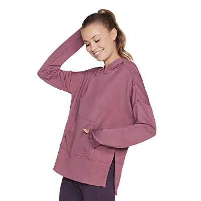 Image of Skechers Women&#039;s Skechluxe Restful Long Sleeve Hoodie Hooded Sweatshirt, Tulipwood, XS UK
