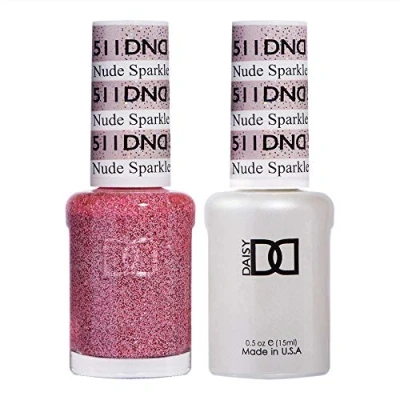 Image of DND Duo Gel &amp; Nail Polish Set Nude Sparkle 511 2x15ml