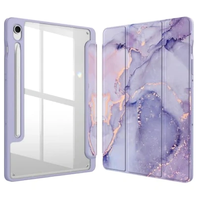 Image of FINTIE Hybrid Slim Case for Samsung Galaxy Tab S9 FE 10.9 Inch/Galaxy 11 Inch 2023 with S Pen Holder, Shockproof Cover Clear Transparent Back Shell, Auto Wake/Sleep, Black