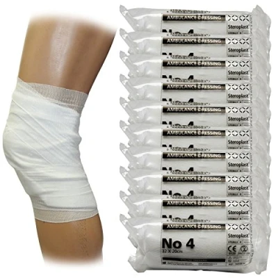 Image of Steroplast Emergency First Aid Medical Heavy Bleeding Ambulance Sterile Dressings Bandage, No4 (20cm x 32cm, 10 Pack)