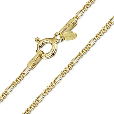 Image of Amberta 18K Gold Plated on 925 Sterling Silver 1.5 mm Figaro Chain Necklace Length 18&quot; inch / 45 cm (18)