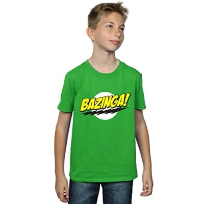 Image of The Big Bang Theory Boys Sheldon Bazinga T Shirt Irish Green 12 13 Years