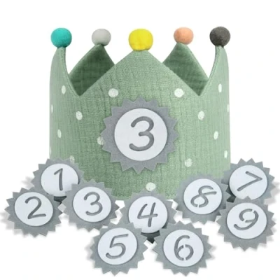 Image of URAQT Birthday Crown for Kids, Reusable Party Hat with Interchangeable Number from 0 to 9, Happy Hat, Baby Photo Props, Tiara Headbands Gifts Boys Girls