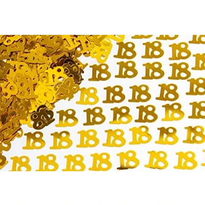 Image of SHATCHI 14g Gold 18th Birthday Confetti Foil Metallic Glitz Table Scatter Sprinkles Age Bday Party Decorations, 12mm