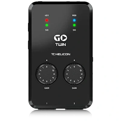 Image of TC Helicon GO TWIN HD 2 Channel Audio/MIDI Interface for Mobile Devices Record Good QualityAudio Using Your Device Black