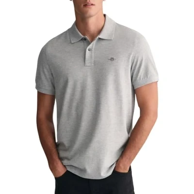 Image of GANT REG Shield Polo shirt, Men&#039;s, Size: Large, Grey melange