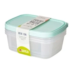 Image of Wham Everyday Food Box &amp; Lid 2Ltr Clear/Assorted (Pack 3)