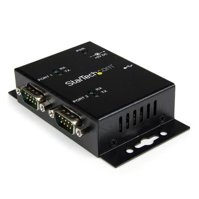 Image of StarTech.com ICUSB2322I 2 Port Industrial Wall Mountable USB to Serial Adapter Hub with DIN Rail Clips