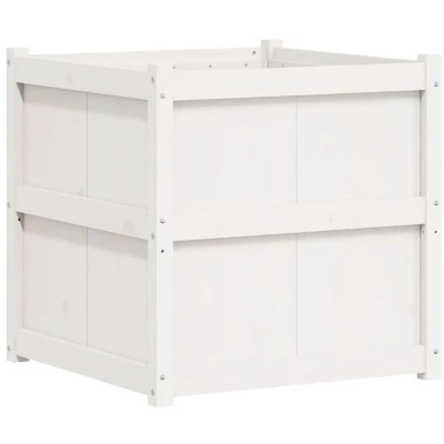 Image of vidaXL Garden Planter White 70x70x70 cm Solid Pinewood