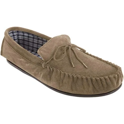Image of Mokkers Mens Bruce Real Suede Moccasin Slippers (8 UK) (Taupe)