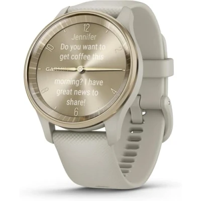 Image of Garmin [Renewed vívomove Trend, Stylish Hybrid Smartwatch with Health and Fitness functions, Dynamic Watch Hands, Touchscreen Display up to 5 days battery life, French Gray, (Renewed)