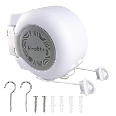 Image of Retractable Washing Lines Outdoor Indoor, Dual Heavy Duty Clotheslines for Home, Laundry Drying Wall mounted Portable Clothes Line Rope (30M White)