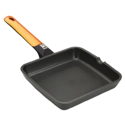 Image of Braisogona Efficient Flat Grill Pan, Cast Aluminium, Orange, 22 cm